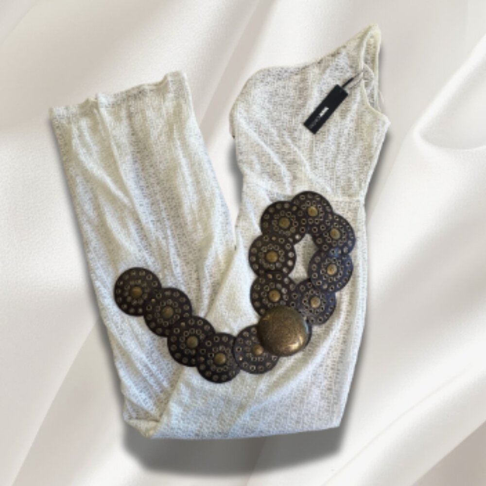 White Sheer One-Shoulder Maxi Dress w/ Belt (BNWT - XS)